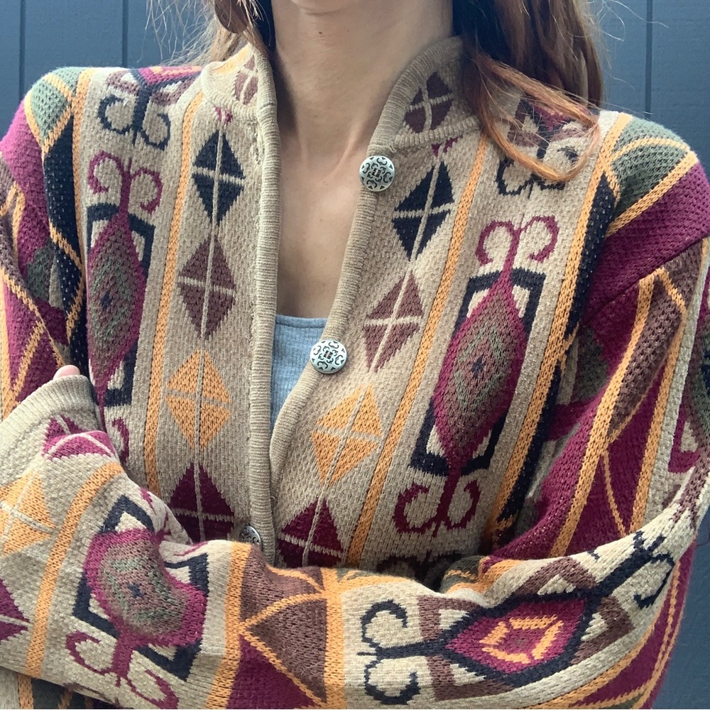Norm Thompson long aztec cardigan Sz L - Picture 4 of 6